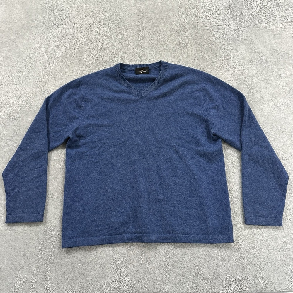 Pure Cashmere VNeck Sweater Women XL Blue Cashmere Luxe Boho Minimal